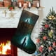 thumbnail image 1 of Wildwood Tema: Calcetines de Navidad, fino lino blanco para colgar en escaleras y chimenea, decoración navideña para el hogar, regalo de Navidad. 45cm × 32cm, 1 of 5