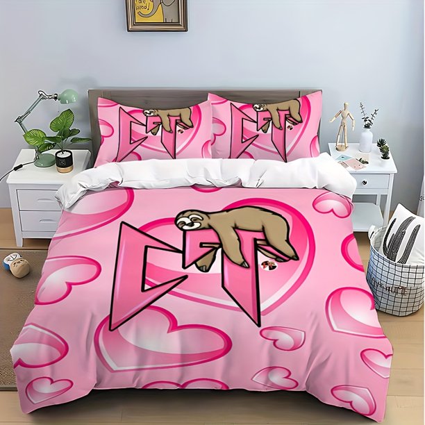 Trendy Bedding Set Featuring a Fashionable Sloth Design Includes One Duvet Cover And Two Pillowcases