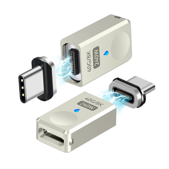 Adaptador magnético USB C HESKUL USB4 40 Gbps 240 W 8K 60 Hz (paquete de 2)