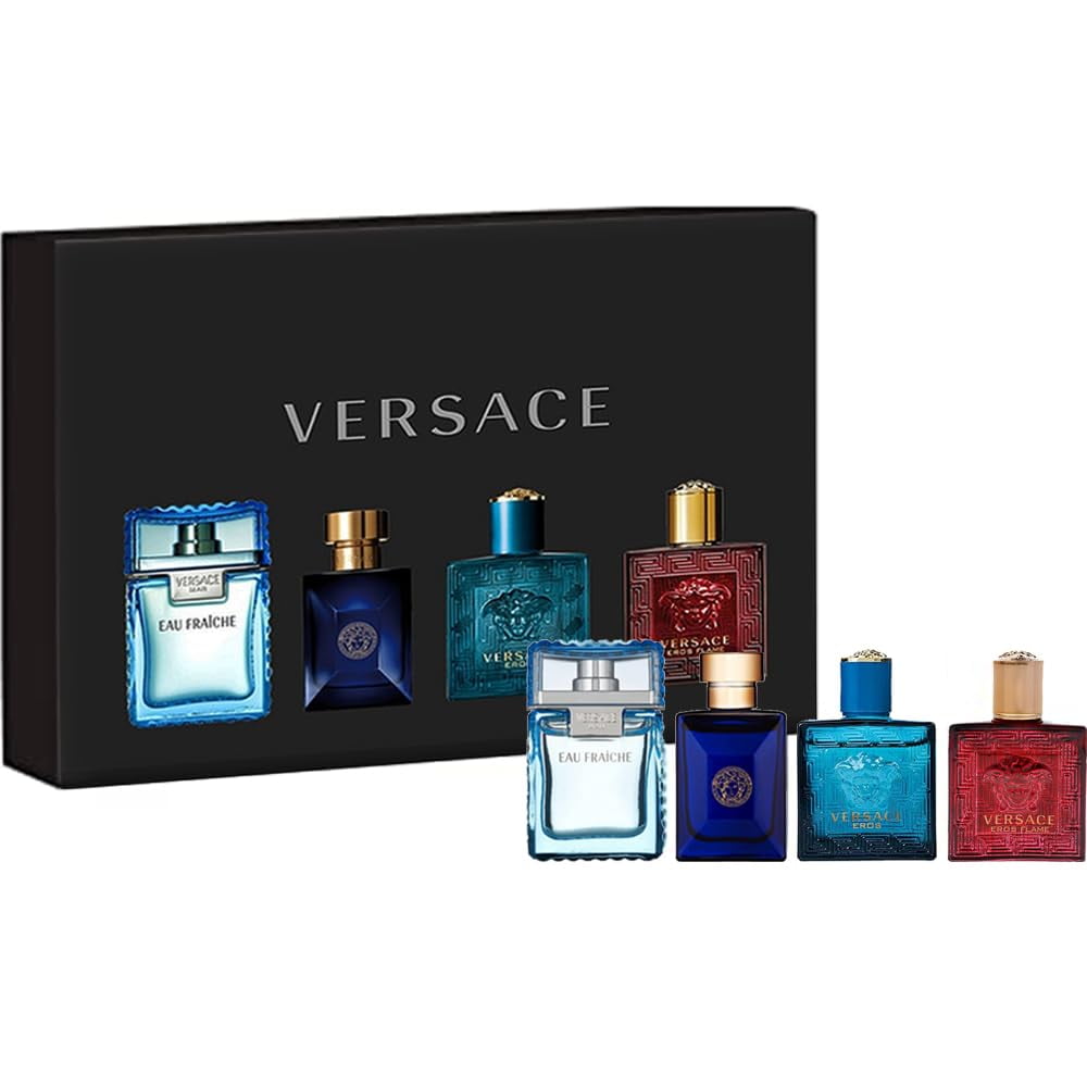 Set De Regalo De Perfume Versace Eros Eau Fraiche Dylan Blue Para Hombre