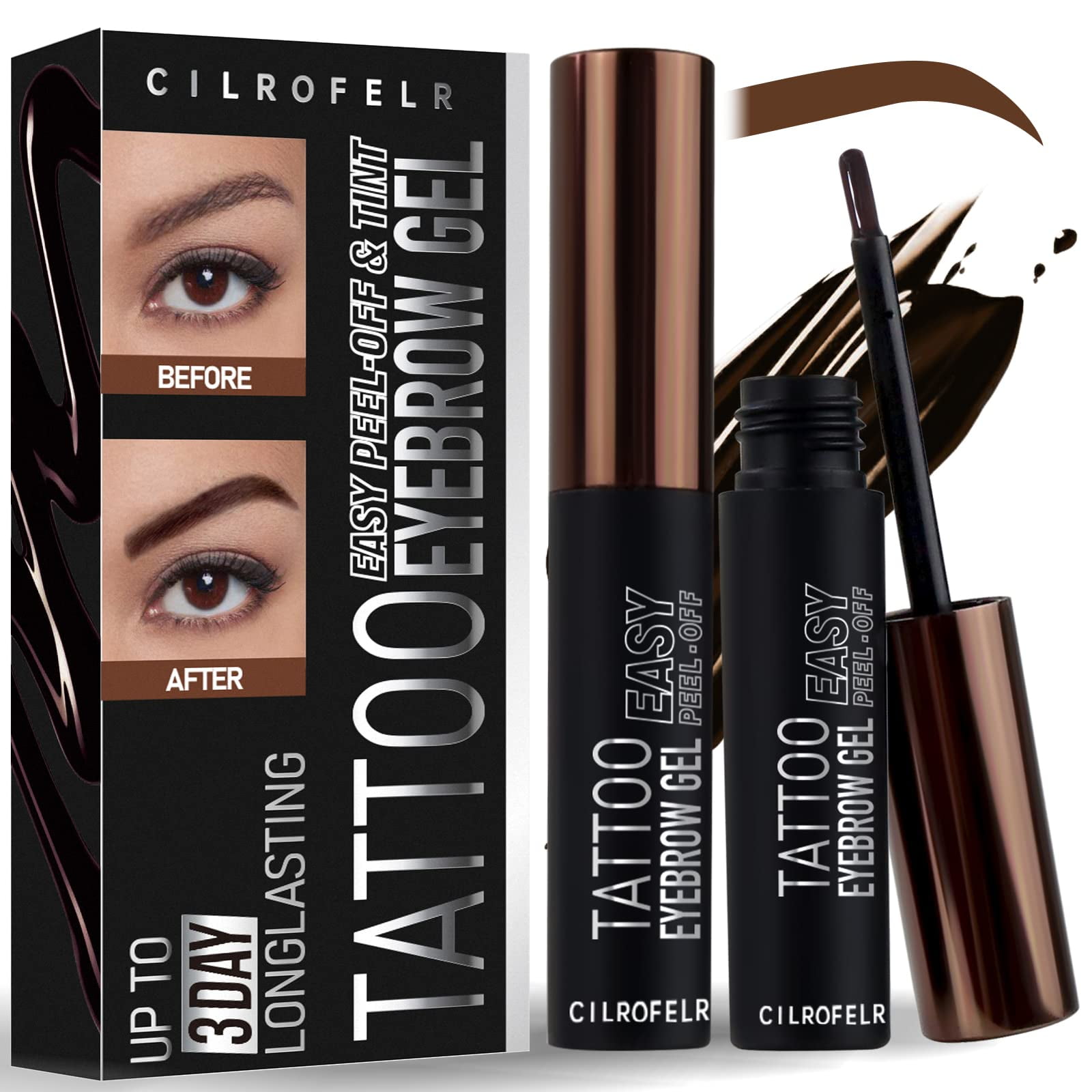 Gel Para Cejas Cilrofelr, Tatuaje Semipermanente, Marrón, Paquete De 2