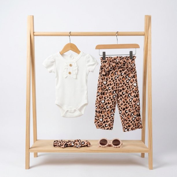 Conjunto De Pantalón Estampado Y Body + Diadema Y Lentes 4 Prendas
