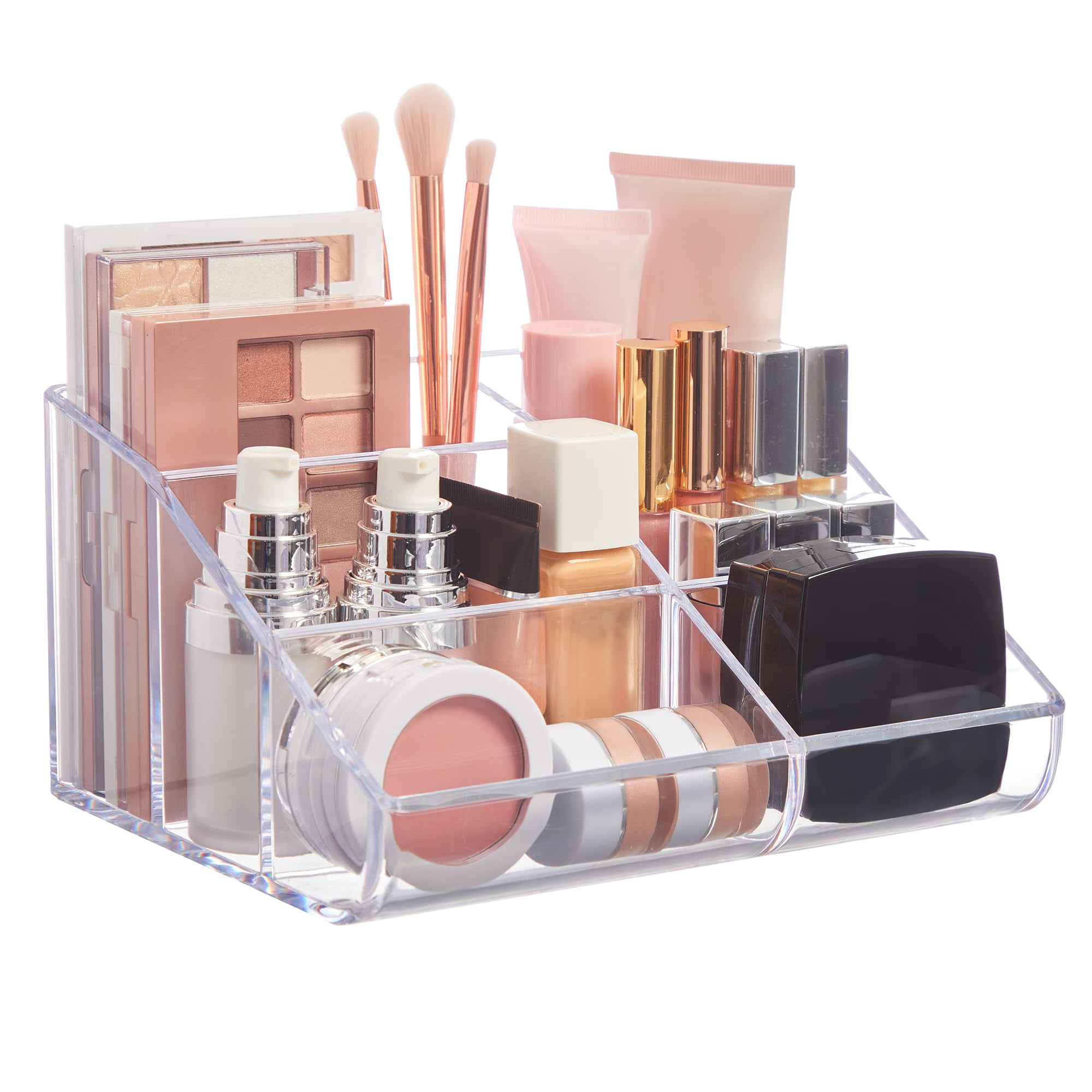 Organizador De Maquillaje Stori De Plástico Transparente Con 6 Compartimentos