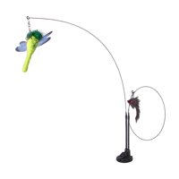 Magideal - Juguete De Varita Para Gatos, Juguete Interactivo Para Gatos Con Ventosa, Juguetes De Resorte De Plumas Para Gatos De Interior, Juguetes Para S , Y Libélula Y Gusano