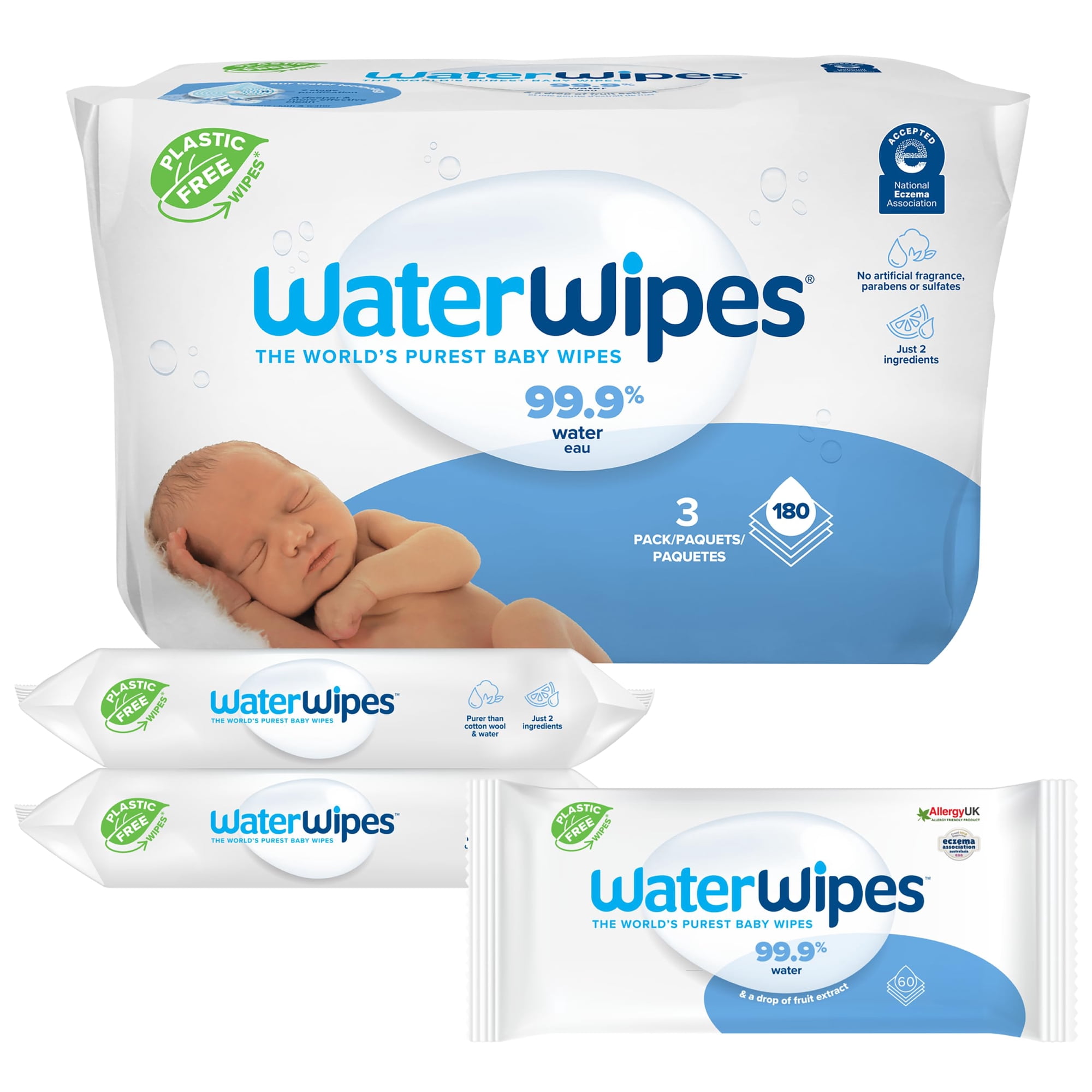 Waterwipes - Toallitas Húmedas Para Bebés Sin Plástico Originales Con 99,9% De Agua X180