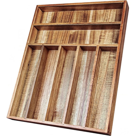 Organizador de Cubiertos KITEISCAT de Madera de Acacia