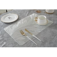 Atlas - Mantel Individuals Plumas En Relieve Plateado