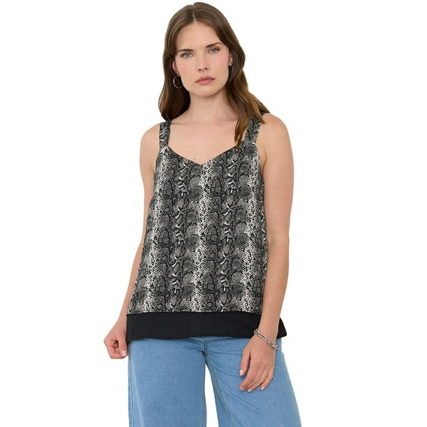 Blusa Mujer Pabilo Grueso Print Pitón Negro Corona