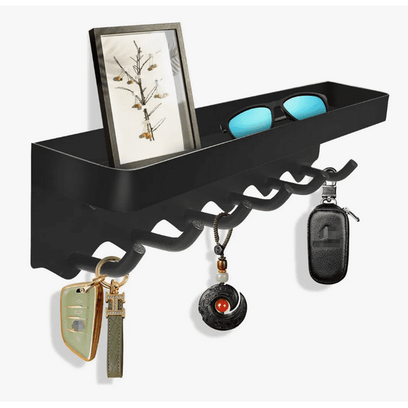 Colgador De Llaves Con Compartimento 6 Ganchos 24cm Viene con accesorios de montaje.