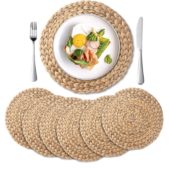 Individuales De Jacinto De Agua Natural Trenzado 35 Cm Paquete De 6