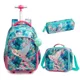 thumbnail image 1 of Children's Wheeled Backpack Bag Set with Lunch Box School Rolling Backpack Bag with Wheels School Trolley Backpack Bag for Girls, 1 of 3