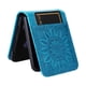 thumbnail image 4 of Funda tipo cartera FOXDOCK para Samsung Galaxy Z Flip 3 , diseño girasol en relieve, cuero PU, cierre magnético, soporte y tarjetero, 4 of 5