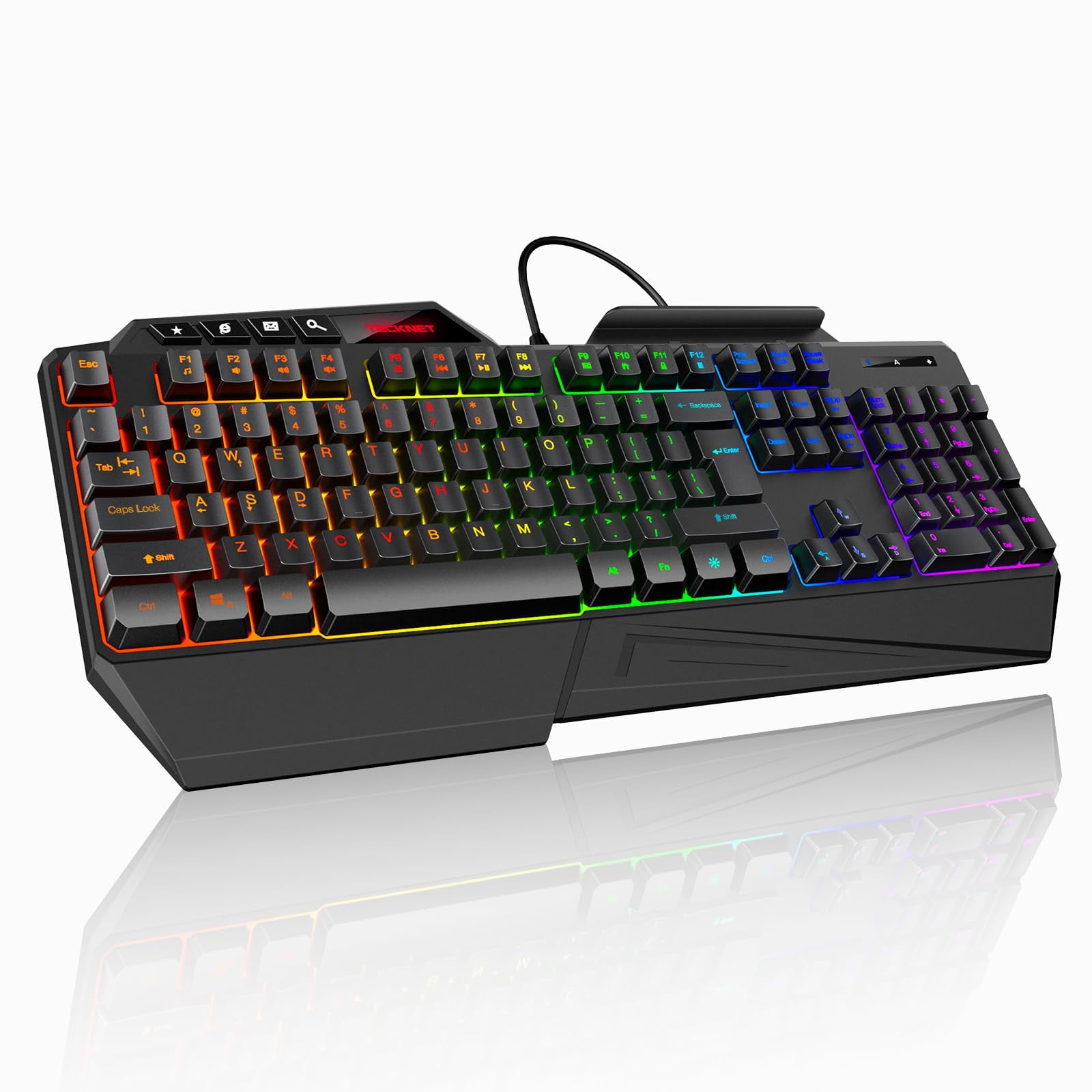 Teclado Para Juegos Tecknet Wired Rgb 108 Teclas De Membrana