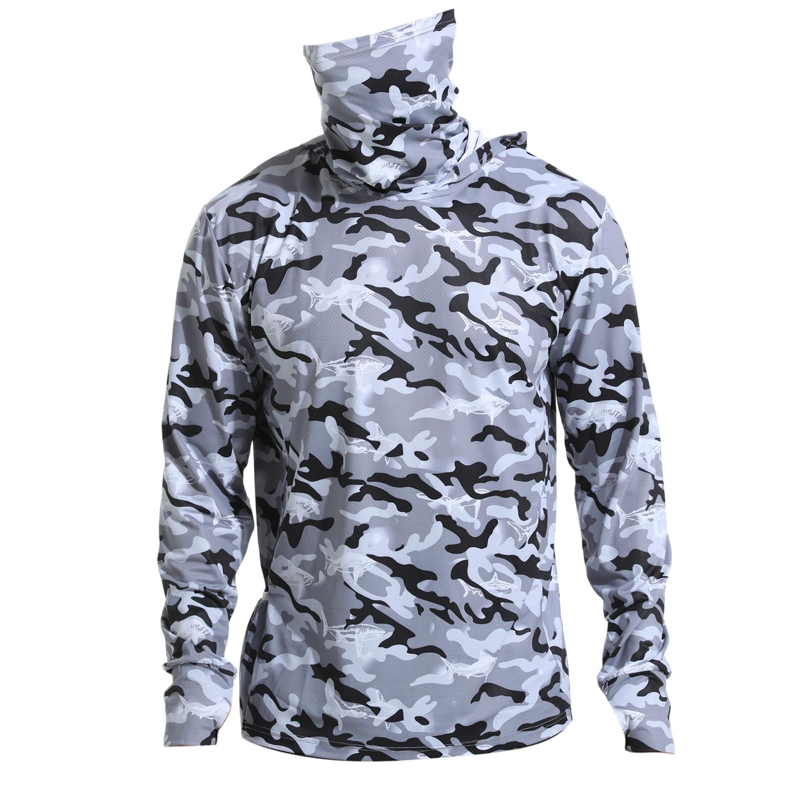 Ioensy - Camisa Con Capucha Y Protección Solar Para Hombre, Cubierta Facial Para Pesca, Para Golf, Ciclismo, Pesca, L