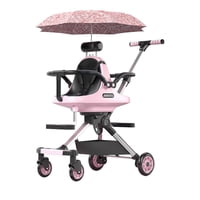 Coche Doble Con Sombrilla Rosado By Lubabycas