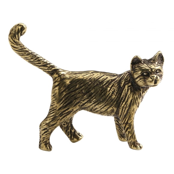 Estatua De Latón De Gato, Obra De Arte, Té, Mascota, Miniatura Para Mesa, Estantería, Oficina