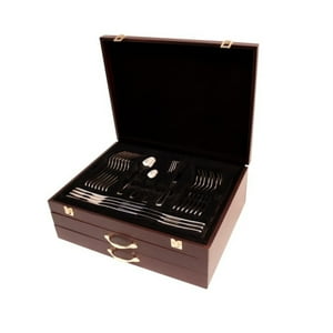 Juego 102 Pzs Cubertería Estuche Madera Acero Wolfen