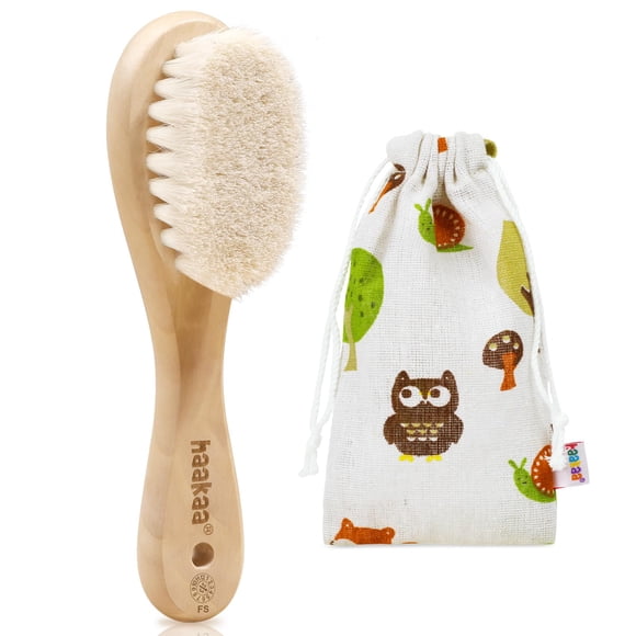Cepillo de pelo Haakaa, cepillo de madera para bebés, cerdas de lana suave