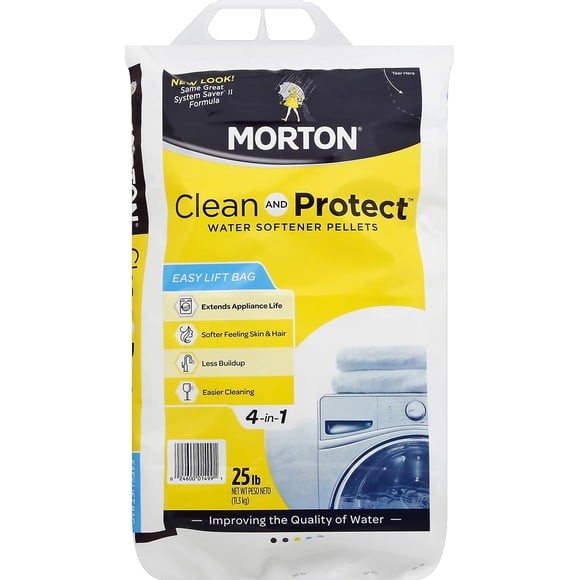 Ablandador de agua en gránulos de sal Morton Clean Protect, 11,3 kg