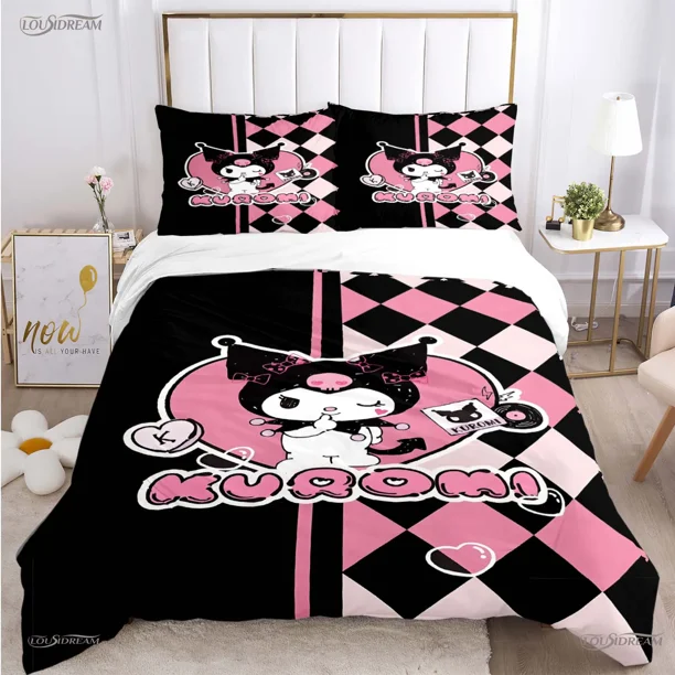 Kuromi Cartoon Anime Cute All Season Duvet Cover Comforter Bedding Set Soft Quilt Cover and Pillowcases Single/Double/Queen/ Bed Sheets