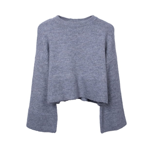 Chaleco Niña Cerrado Manga Ancha Brillos Gris