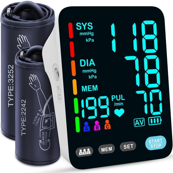 Monitor de Presión Arterial YONLO con Doble Brazalete y Pantalla LED para 3 Usuarios