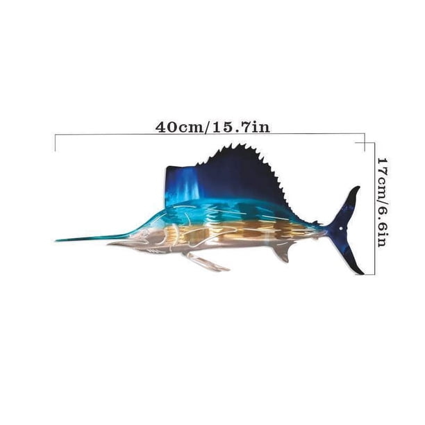 1pc Metal Fish Wall Decorative, Wall Art Tropical Fish Sculpture,Sailfish Metal Wrought Iron Silhouette Crafts Interior Wall Home Decor,Christmas Gift