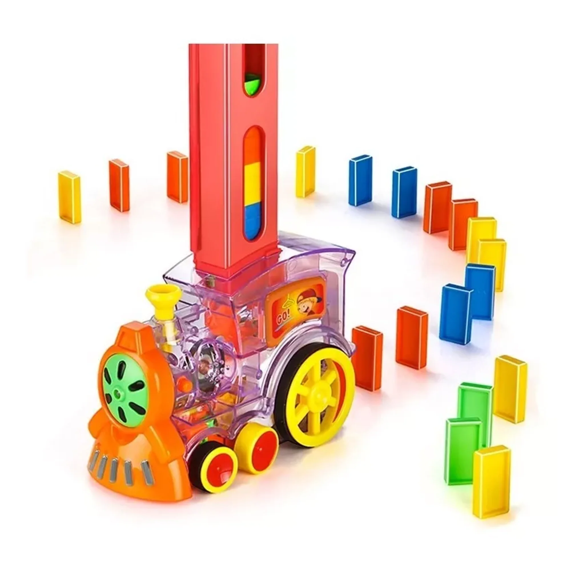 Center Web - Tren Dominó Para Niños, Juego De Bloques De Construcción