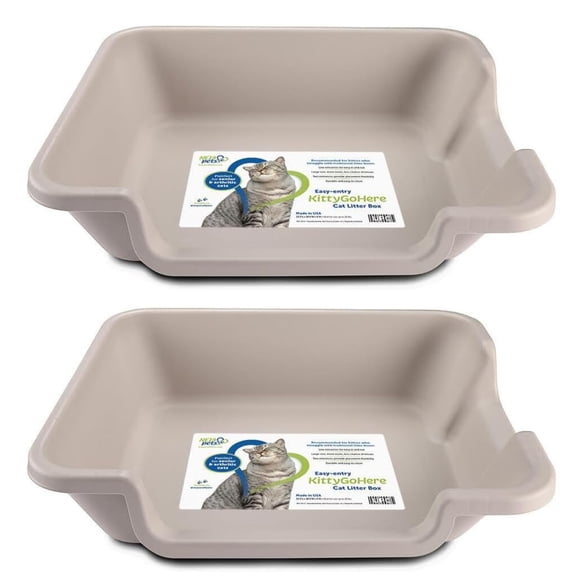 Caja de arena NE14pets 57x47x15 cm, paquete de 2, gris Misty