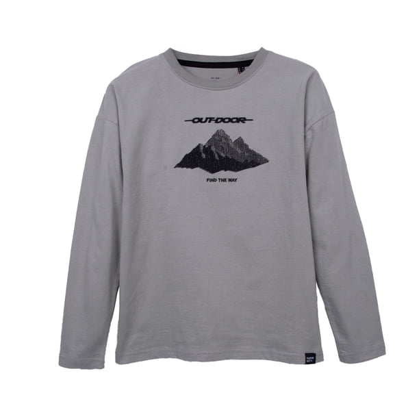 Polera Niño Manga Larga Estampado Outdoor Montaña Verde
