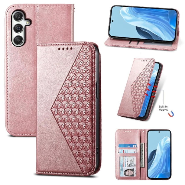 Funda Flip FOXDOCK para Samsung Galaxy M35 , Estilo Billetera con Diseño Rombo, Correa de Mano y Soporte, Uso Diario