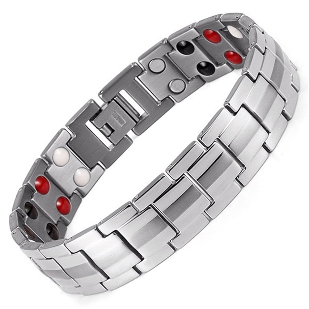 Xusx111 - Aleación De Zinc Pulsera Cruzada Para Hombres, Pulsera De Terapia Magnética Con Imanes - Con Doble Fila 4 Elementos Imanes