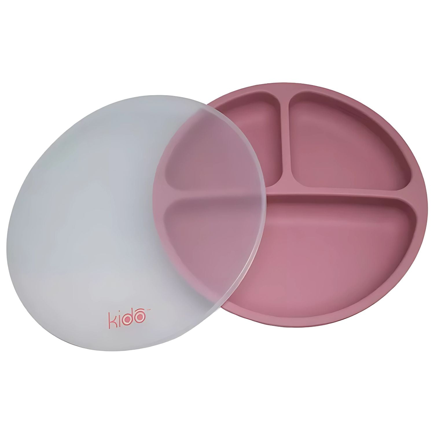 Plato Silicona Bebe Kido Ventosa Y 3 Divisiones Rosado - Ps