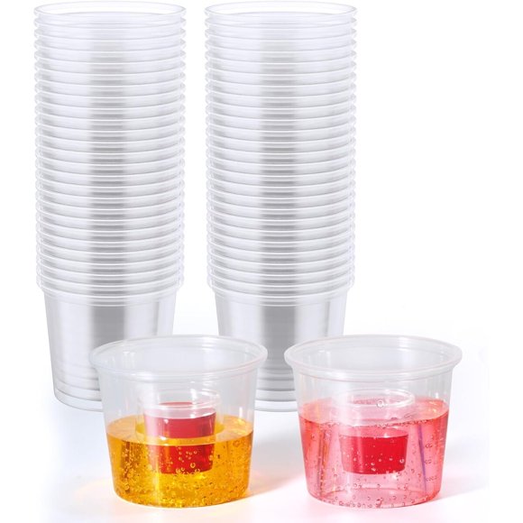 JOLLY CHEF 60 vasos Bomber desechables, plástico transparente de 4 oz