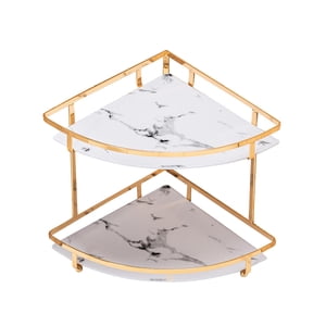 Magideal - Estante De Almacenamiento De Encimera De Esquina De Baño De Metal Soporte De Maquillaje De Lápiz Labial Organizador Estante De Especias De Cocina Sopo 2 Capas 225 Cm X 245 Cm