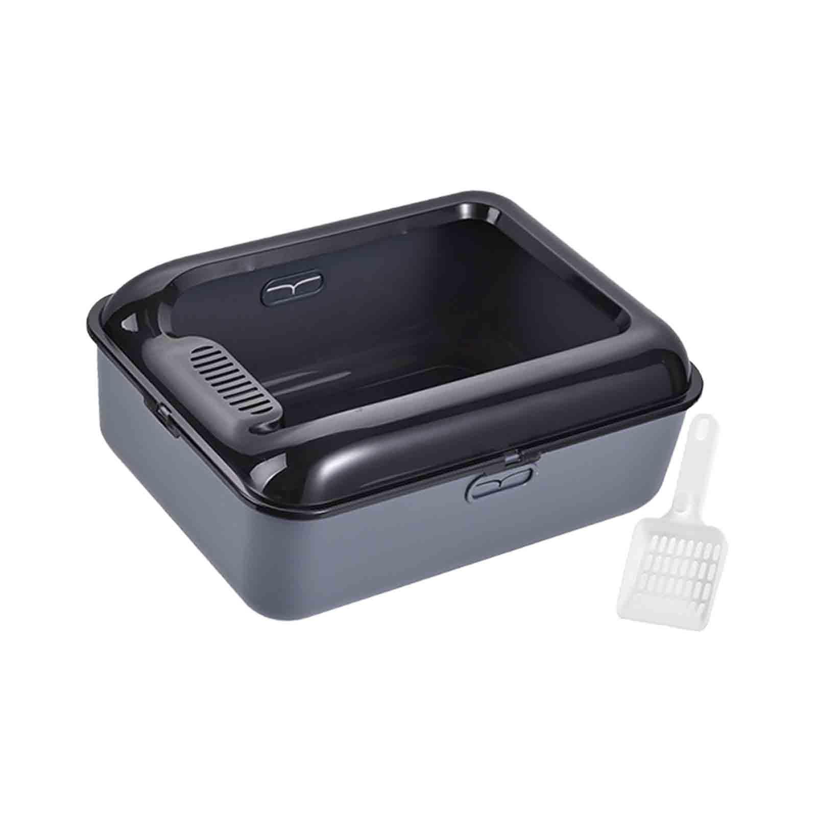 Magideal - Bandeja De Arena Para Mascotas Con Tapa Abierta, Caja De Arena Para Gatos, Fácil De Limpiar, Bandeja Para Gatos Antisalpicaduras, Suministros Duradero Gris M