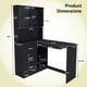 thumbnail image 3 of Computer Desk with Glass Cabinets & Built-In LED Lights, Corner L-Shaped Office Desk with USB Charging Ports, Keyboard Tray, Ergonomic Design for Home and Corporate Workspaces(Black), 3 of 3