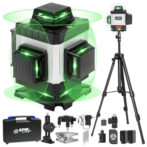 Laser Level ZPD 16 Line con trípode autonivelante de 4x360°, color verde