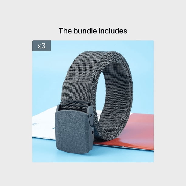 Men's Nylon Canvas Belt Plastic Buckle Metal-Free Military Tactical Waist Belt Outdoor Hiking Web Webbing Belt