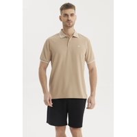 Fashionspark - Polera Hombre Slim Cuello Camisero Beige