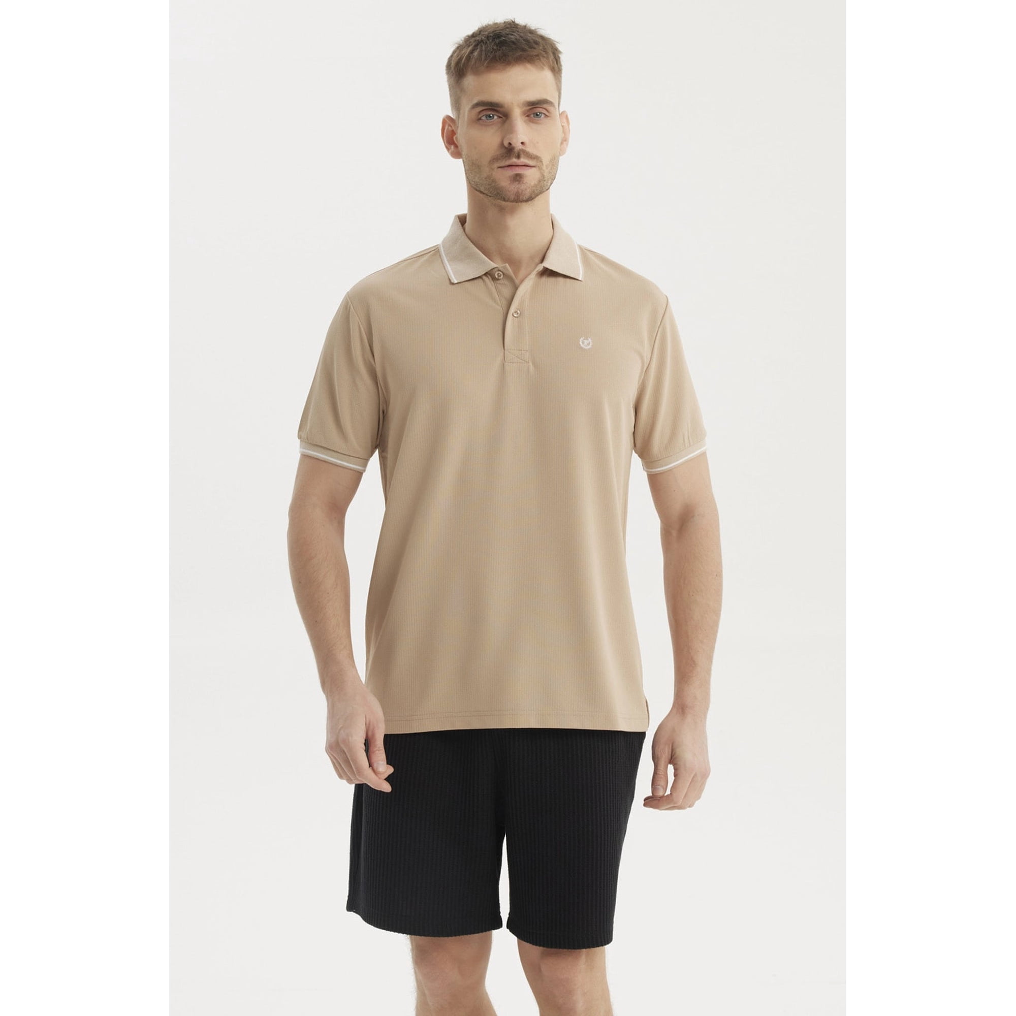 Fashionspark - Polera Hombre Slim Cuello Camisero Beige
