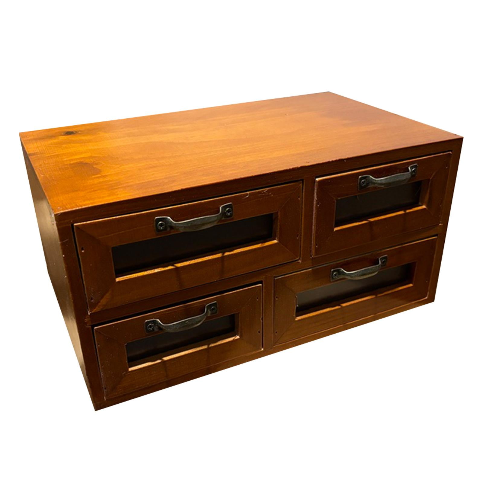 Magideal - Caja De Almacenamiento De Madera Para Escritorio, Organizador De Escritorio, Suministros De Oficina, Espacio De Trabajo Para El Hogar, Encimera, Sopor Cuatro Cajones