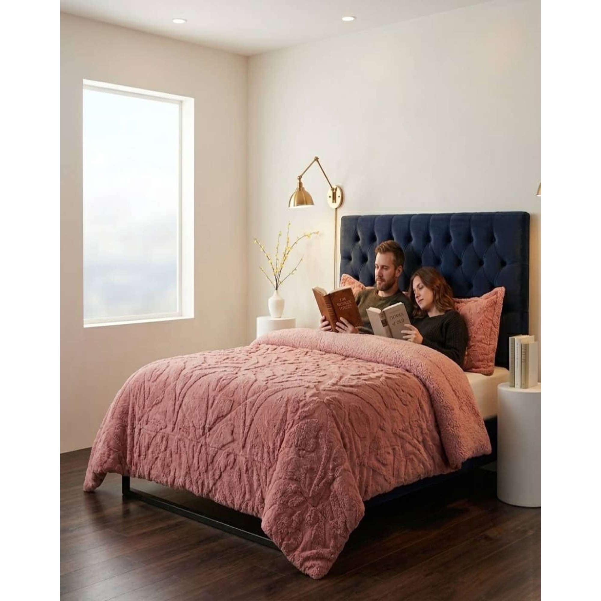 Myl Todo Para El Hogar - Cubrecama Invierno 2 Plazas Sherpa Jacquard Relieve Premium