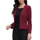 thumbnail image 4 of INSPIRE CHIC Blazer para el trabajo de oficina de mujeres, casual, de manga larga, abierto al frente, sin cuello, chaquetas de traje con bolsillos XS Burdeos, 4 of 6