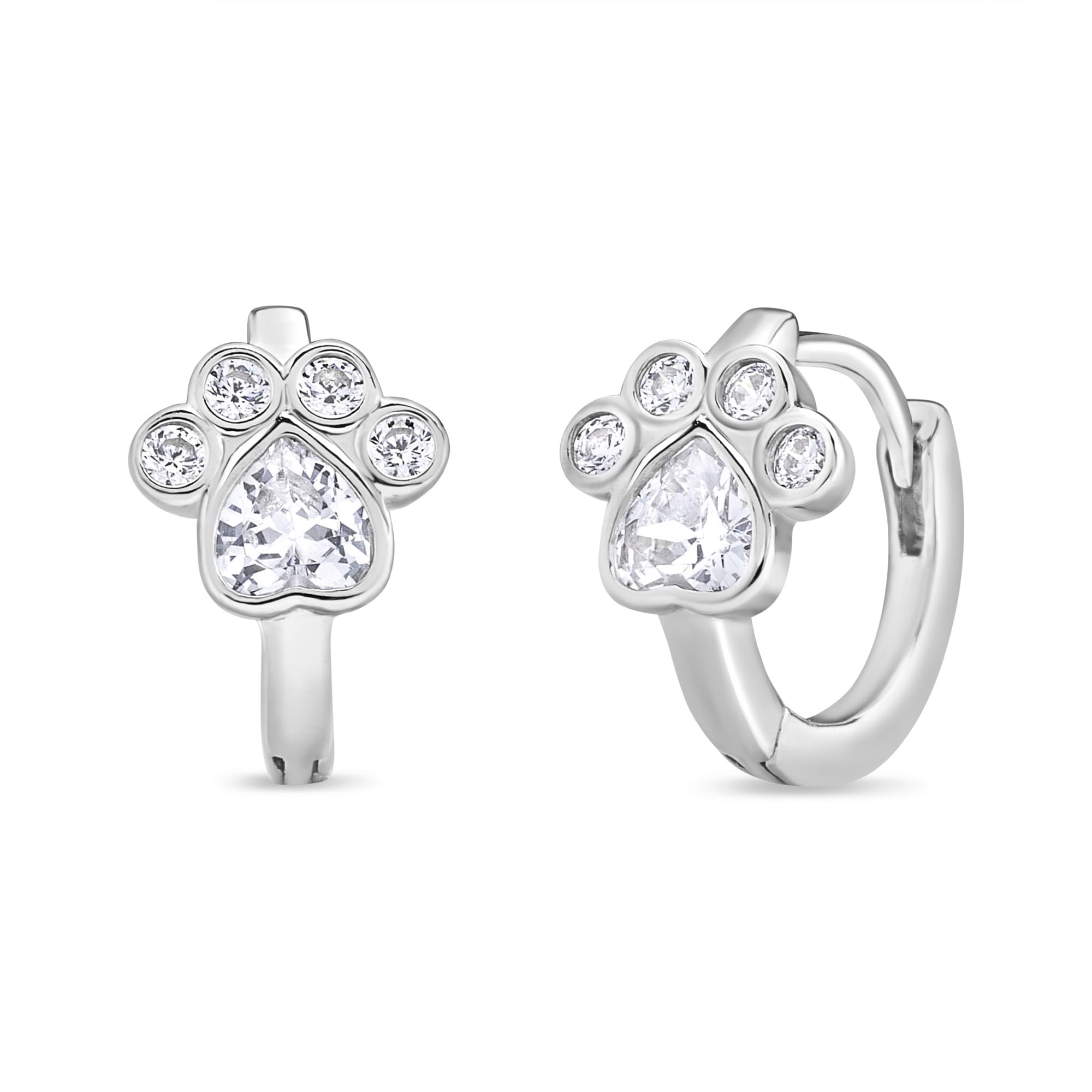 Tiana Joyas - Aro Argollas De Huella De Perro Con Circones De Plata 925