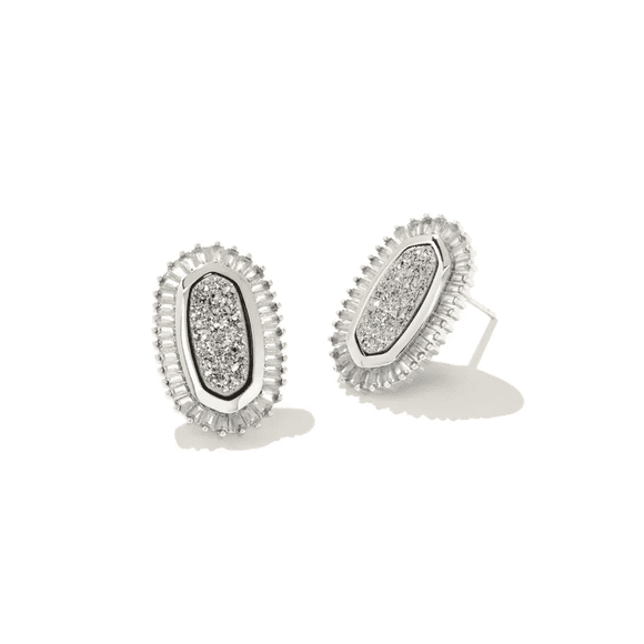 Aros Kendra Scott Baguette Ellie Silver Stud Earrings In Platinum Drusy