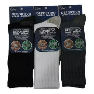 Only Zaza - Calcetines Deportivo (Soquete) Para Hombre De Bambú + Cobre - Diabéticos - Sin Costuras - Docena.