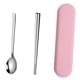 thumbnail image 3 of Utensilios De Acero Inoxidable Con Estuche Para El Lugar De Trabajo De Viaje Escolar 2pcs Rosa, 3 of 3