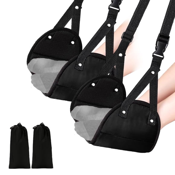 Hamaca Para Pies Para Avión Ajustable Negra Paquete De 2