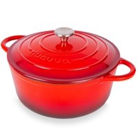 Olla Holandesa Nuovva De Hierro Fundido Esmaltado De 6,4 Litros Con Tapa Roja